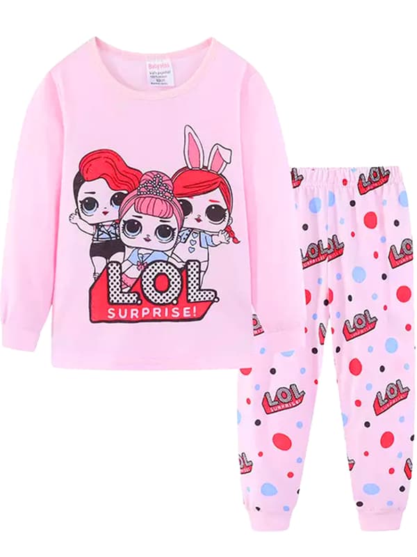 2-pack flickor tecknad docka pyjamas långärmad tröja nattkläder A A 100cm