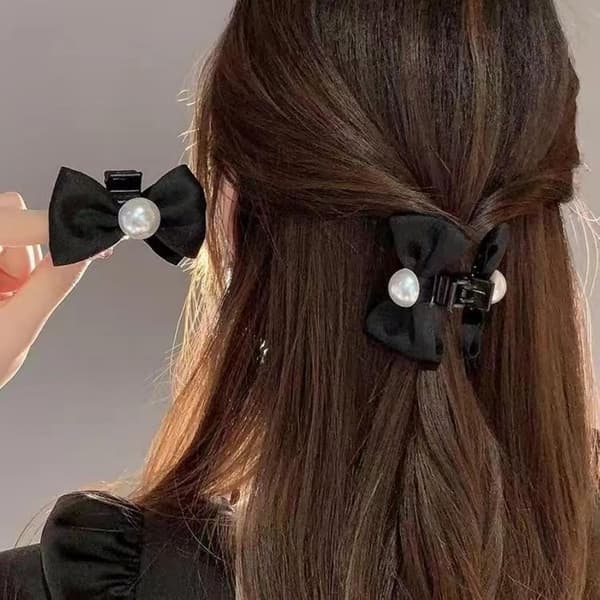 (2 stk.) Mini Små Hårklemmer, Sorte perle Sommerfugl Hårklemmer til Kvinder, Retro Sofistikerede Håraccessories til Kvinder Piger