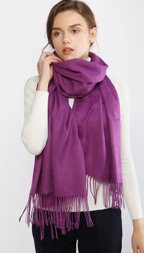 Dame skjerf Pashmina sjal og omslag til bryllup Skjerf til kvinner Vinter Purple
