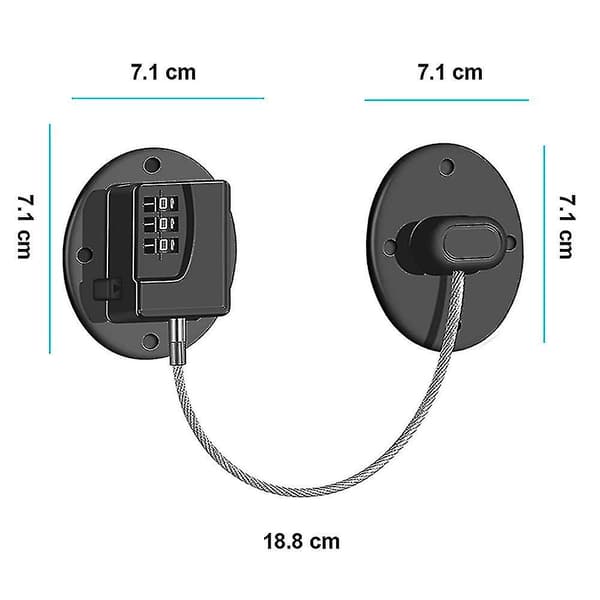 2-pack Refrigerator Lock - Combination Lock for Refrigerator with Heavy Duty Construction Black