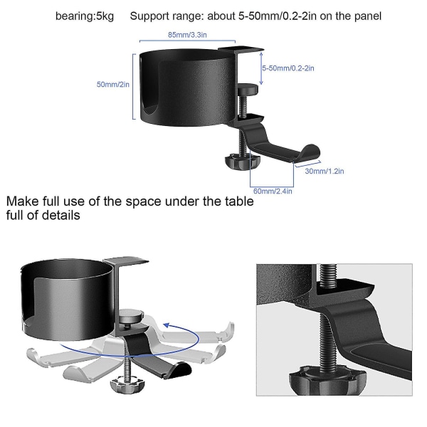 Desk Cup Holder With Headphone Hanger Anti-spill Cup Holder For Desk Gaming Desk Accessories(hy)