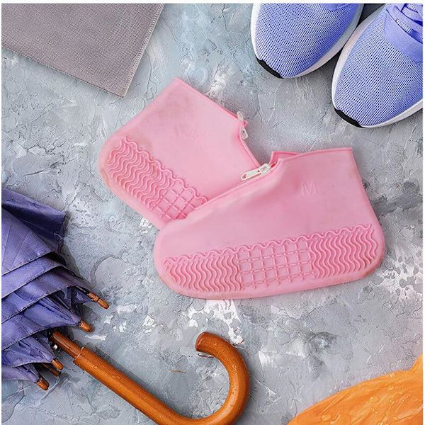 Vedenpitävät kengänsuojat vetoketjulla - Large - Koko 39-42 - Pinkki