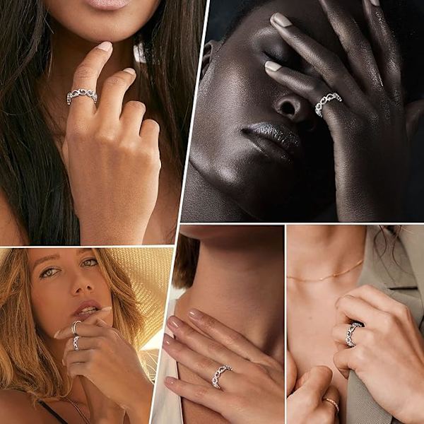 925 Silver Justerbar Finger Ring med Detaljer, Keltisk Knuta Stjärna Måne Band Kedja Kors Ring, Vigselring för Kvinnor Män