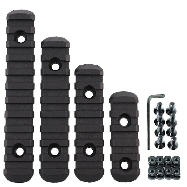 4 stk. Picatinny Rail Sektion Taktisk Rail Sektion Polymer Rail Sektion Kit Black
