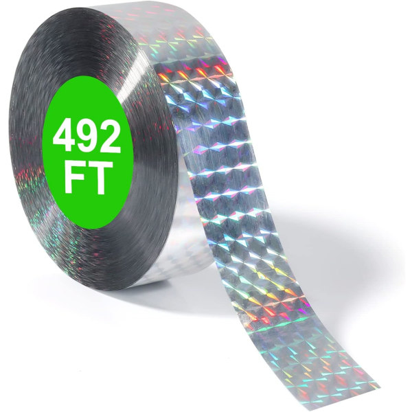Reflekterende tape, 150 m dobbeltsidig fuglereflekterende tape Bird Flash Tape Glitrende tape for utendørs hagegårdshage (1 ruller)