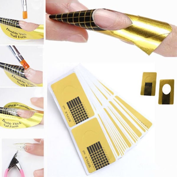100 stk/sæt firkantet selvklæbende neglekunst forlængerpapirbakke manicureværktøj