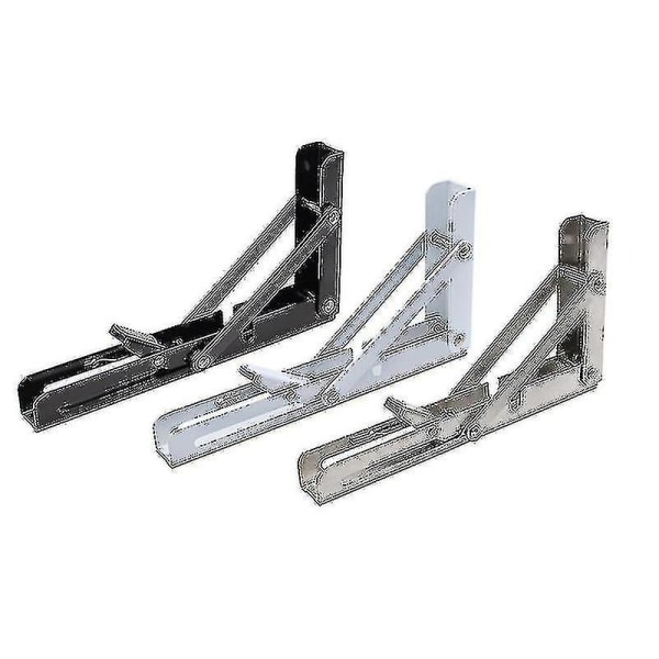 2 Pcs Folding Shelf Brackets, Diy Wall Mounted Folding Table Hinge, Save Bench Space_fs black