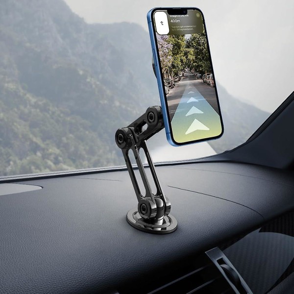 Universal 360 magnetisk sugetelefonholder for bil, dashbord frontrute biltelefonholderfeste med justerbar arm for mobiltelefoner Black