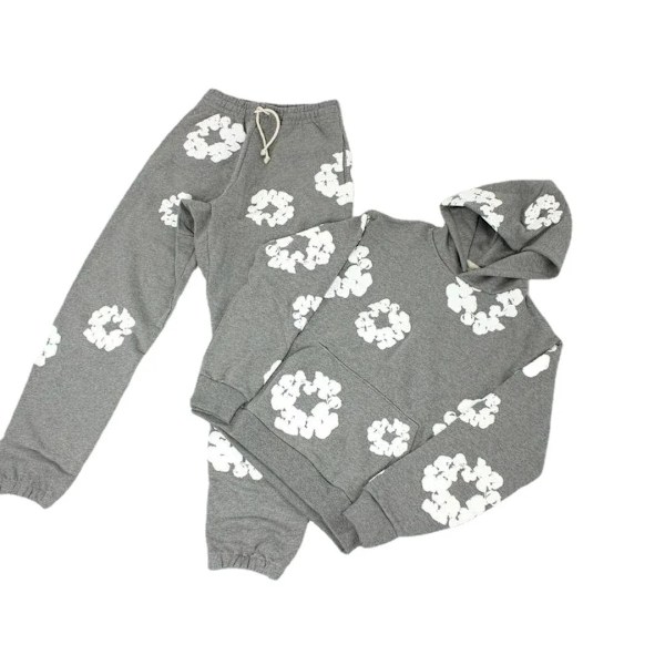 Y2K 2-delad träningsset för män och kvinnor Hip Hop Grafisk långärmad huvtröja och sweatpants Huvtröja set-grey L