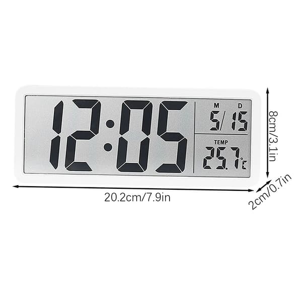 Digital Wall Clock LCD Digital Wall Clock With Time Temperature Date Display Battery/USB Powered Desk Clock For Bedroom Kitchen Black