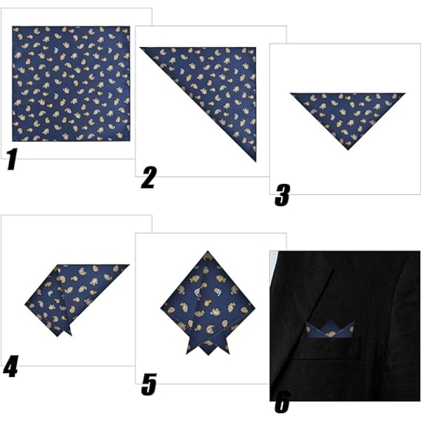 Stykker Firkantet lommetørklæde til mænd, Lommetørklæder med firkantet lomme til mænd Lommetørklæder i farvet stof Lommetørklæde i farvet stof, 6 modeller, 22,5x22,5 cm