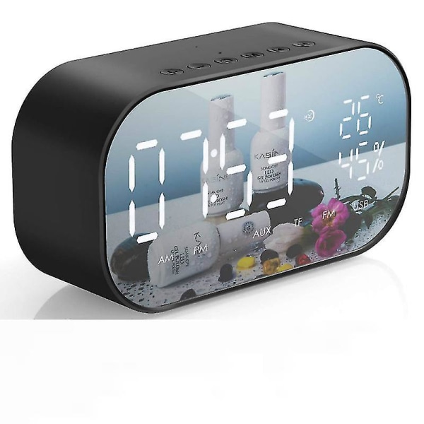 Speil Alarmklokke Temperatur Display Bluetooth Audio