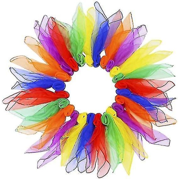 24 stk jongleringstørklæder Dansetørklæde Magiske tørklæder Musikalsk firkantede bevægelsestørklæder til børn og voksne, 60 x 60 cm i 6 farver