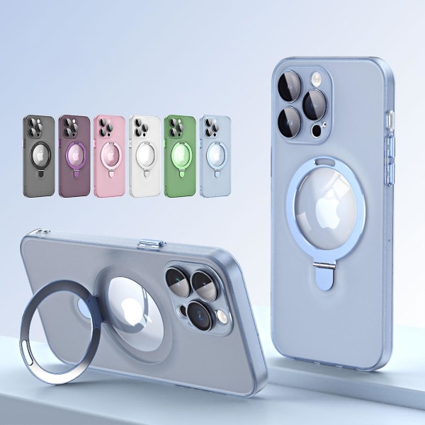Genomskinligt Magsafe- case kompatibelt med Iphone 15 Pro Max, matt PC Stötsäkert tunt cover med magnetisk ringhållare Pink