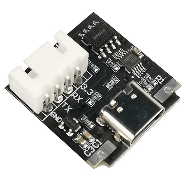 Isolerad USB till TTL USB-C till seriell port UART-modul nedladdningslinje uppgraderingsborste industriell kvalitet 3,3V med tillbehör Black