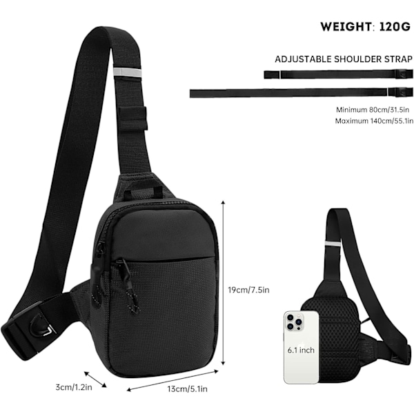Mini Sling-laukku - Herra ja rouva Pieni Vedenkestävä Rinta- ja Olkalaukku Puhelimelle Vaellukseen