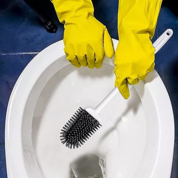 Anti-dryp flad silikone toiletbørste, campingvogn toiletbørste, nem at rengøre Antibakteriel flad silikone toiletbørste