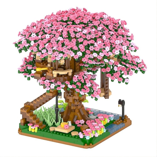 2008 stk Sakura træhus mikro byggeklodser sæt arkitektur mini mursten af ​​kirsebærblomst bonsai model, legetøj gaver til børn