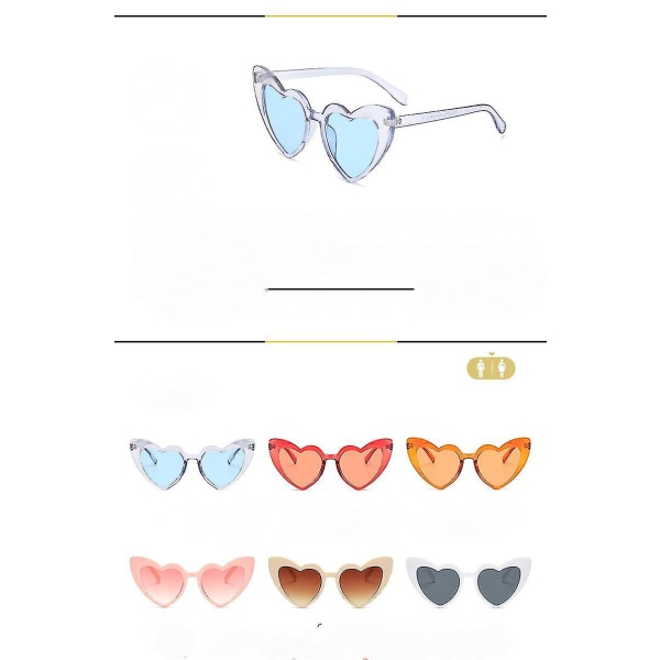 Hjerteformede solbriller Candy Color Hippy Vintage solbriller Briller For Fancy Dress Tilbehør,fest Cosplay (brun)