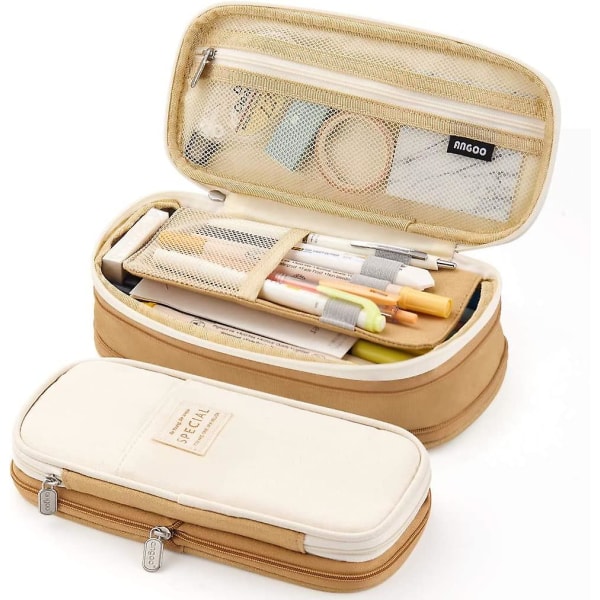 Big Capacity Pencil Pen Case Office College School Large Storage High Capacity Bag Pouch Holder Box Organizer Khaki