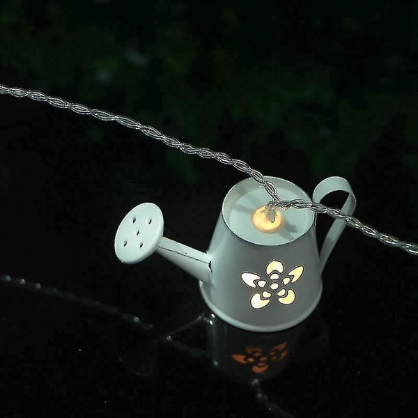 Vandkandebatteri Fairy Light, juledekoration Hvid Metallic String Lights 165cm Med 10 LEDs Lys Til Festival Garden Party Holiday (1setwa