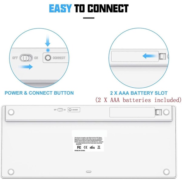 Bluetooth-tastatur og mus-kombinasjon, trådløs for Ipad Pro/ipad Air