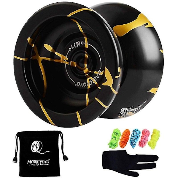 Magicyoyo N11 Alloy Aluminium Professionell Yoyo Okänslig Yoyo Boll (svart Gyllene) Väska, Handskar 5 Strängar