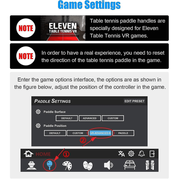Bordtennis Paddle Grip-håndtak kompatibelt for Oculus Quest 2 Touch-kontrollere som spiller bordtennis Vr-spill