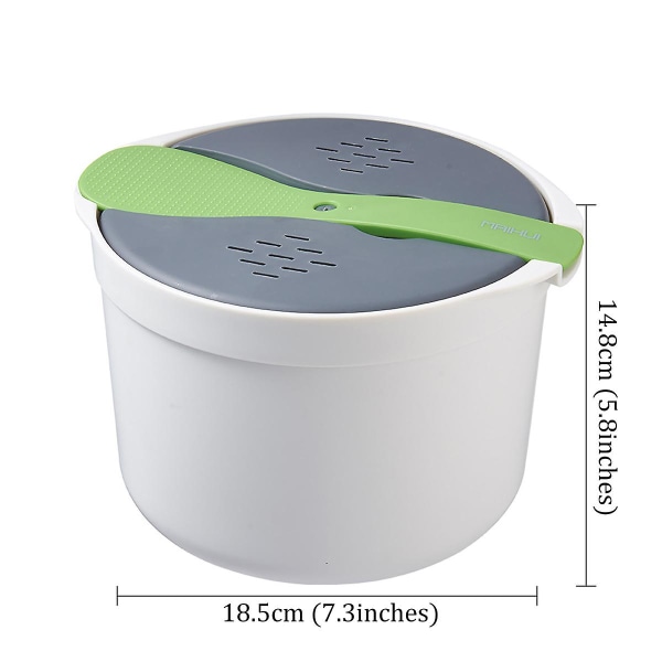 Grønn 2l Mikrobølgeovn Riskoker Steamer Gryte Kjøkken Måltid Matkvalitet Pp Plast