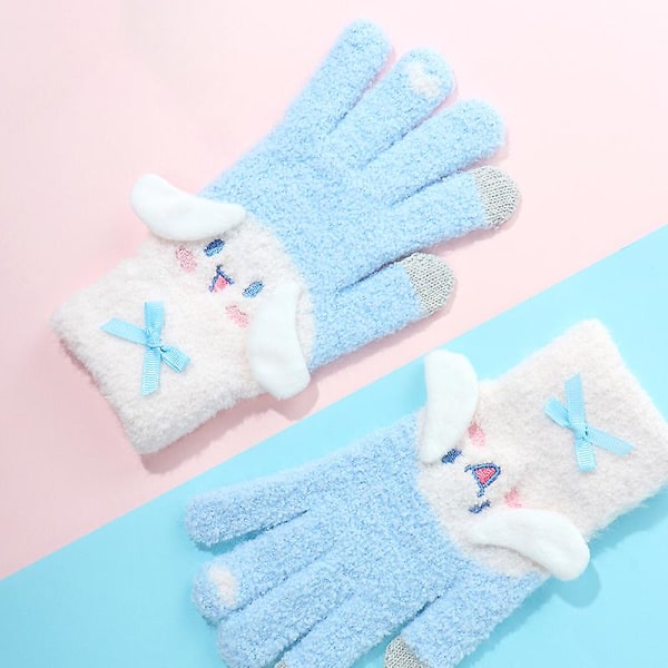 Kawaii Kuromi My Melody Cinnamoroll Varme Votter Kvinner Vinter Sanrioed Anime Tegneserie Plysj Strikkede Votter 3