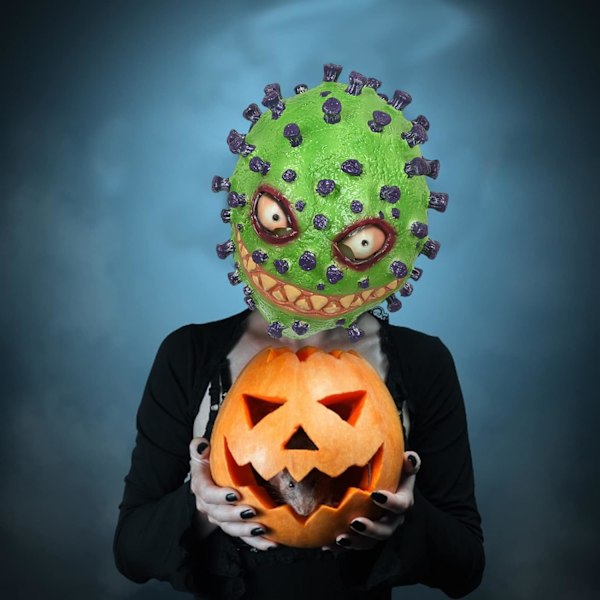 Halloween-maske - Skummelt Halloween-tilbehør Heldekkende ansikt Vanntett - Festivalrekvisita Skrekkhode for Halloween Day of the Dead April Fool Green