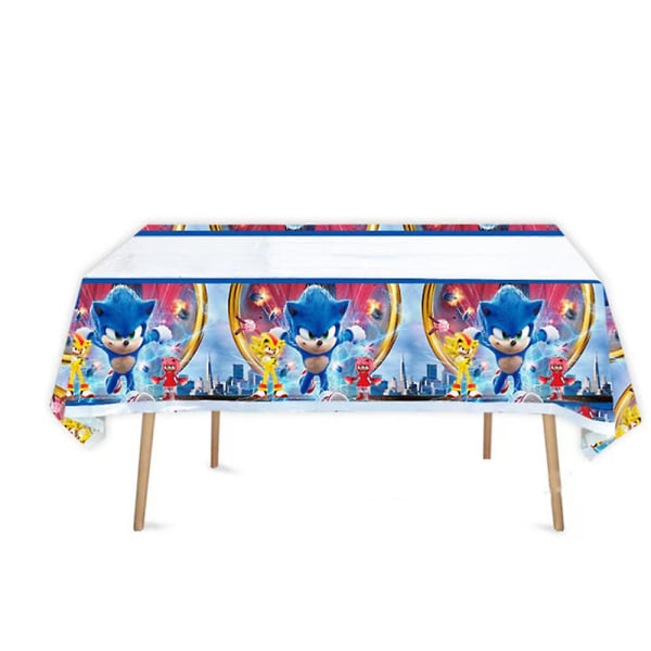 Sonic Theme Party Supplies Dekorationer inkluderar tallrikar, servetter, vimplar bordsdukar.
