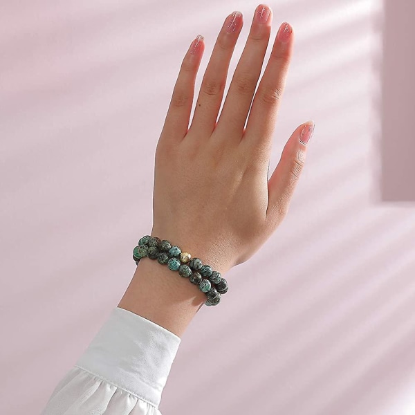 Edelsten perler armbånd for kvinner - halvedel 8 mm rund naturstein perler armbånd