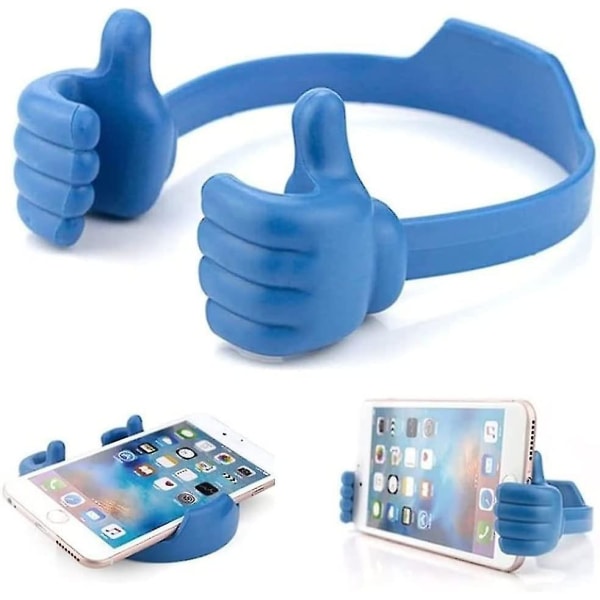 2st tummen upp mobiltelefonhållare för skrivbord, universal flexibelt mobiltelefonställ för surfplattahållare 2Pcs Blue