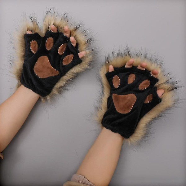 1 par lurviga tasshandskar Cat Girls Cosplay Accessoarer Plysch Wolf Claws B