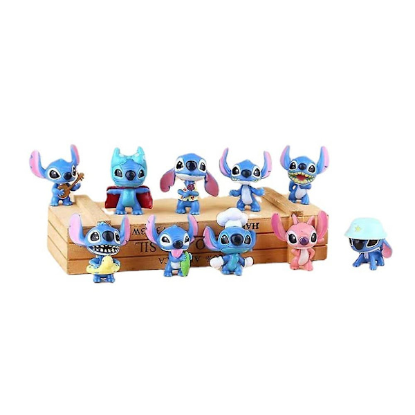 10 st/ set Lilo And Stitch Figurleksaker Tårta Toppers Heminredning Prydnad För Barn Vuxna Leksaker Presenter