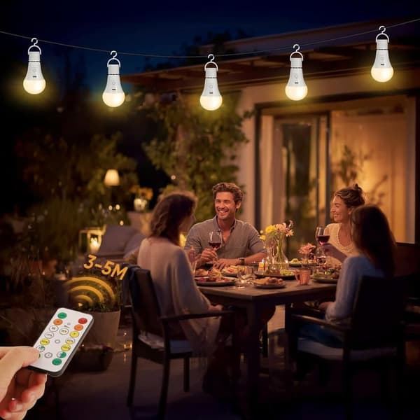 2-pack Rechargeable LED Lamp with Remote Control – E27, USB, 3 Colors, Dimmable, Touch Control, Outdoor and Emergency Light Blue