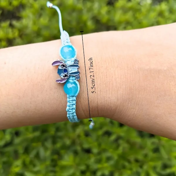 Stitch handvävd justerbar handledsrem, tecknad anime smycke present armband