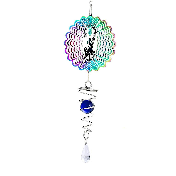 Fairy Kinetic Gradient Farve Vind Spinner Skulptur 3D Vindspil Sol Fanger Gazing Ball Spiral Hale Stabilisator As Shown