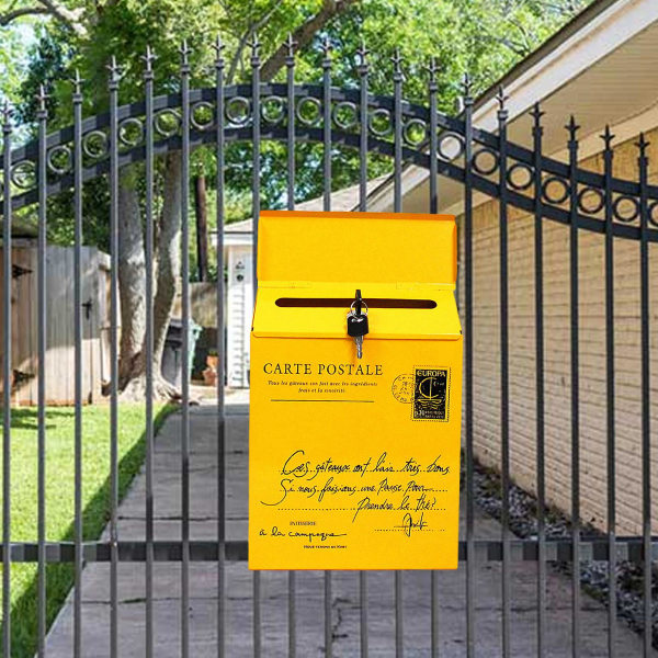 Brevlåda Förslagslåda Rustik stil väggmonterad med låsning Säker Vibrant Color Workplace Feedback Box Yellow A