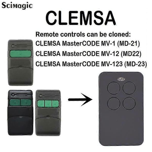 Fjernkontroll 433mhz for Clemsa Mastercode Mv - 1 (md - 21)/mv - 12 (md22)/mv - 123 (md - 23) Garasjekommando Sender