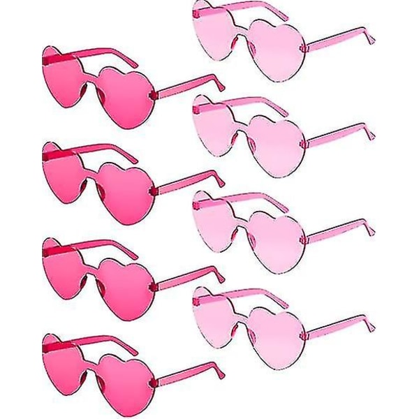 8 par indfattede solbriller Hjerteforme Indfattede briller Mode klare slikfarvede briller til fest