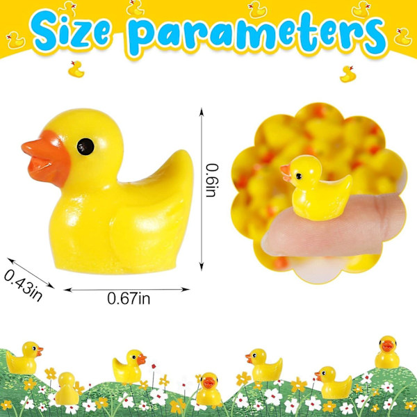 Pakke med 100 Mini Ande Figurer, Mini Ænder Resin Små Ænder, Ande Mini Dyrefigurer Til Akvarium Miniature Havefigurer Dekoration (gul)