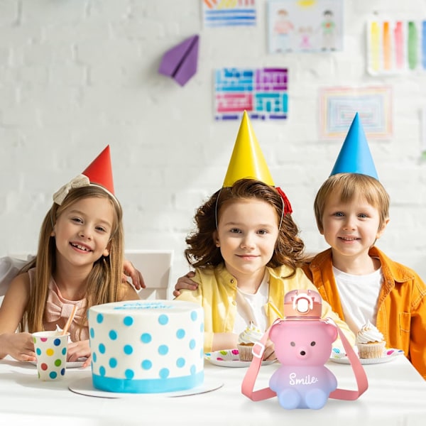 Kawaii-vesipullo oljella, karhun juomapullo 800 ml vuototiivis vesikupin pullot olkahihnalla teini-ikäisille lapsille tytöille matkalle kouluun toimistoon