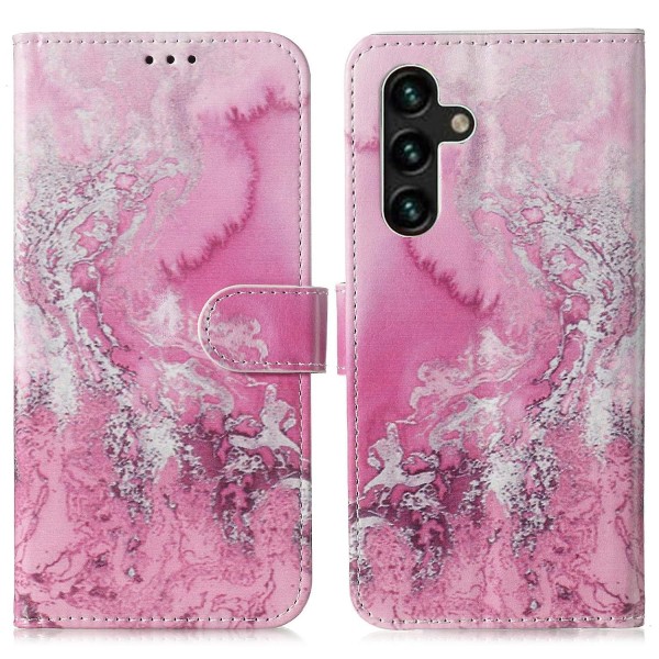 Til Samsung Galaxy A35 Lædertaske Pungmønster Printet Folio Telefon Coverwater Marble Pink Style G Samsung Galaxy A35 5G