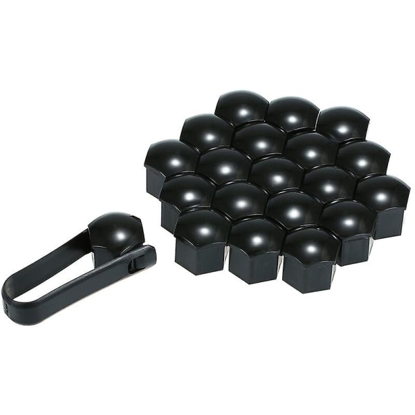 20 Pcs Universal 21mm Wheel Nut Covers Plating Lug Nut Caps Screws Protector Black