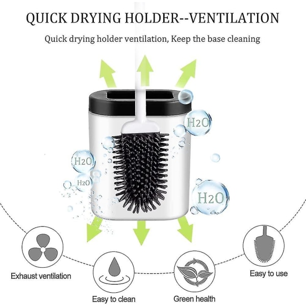 Anti-dryp flad silikone toiletbørste, campingvogn toiletbørste, nem at rengøre Antibakteriel flad silikone toiletbørste