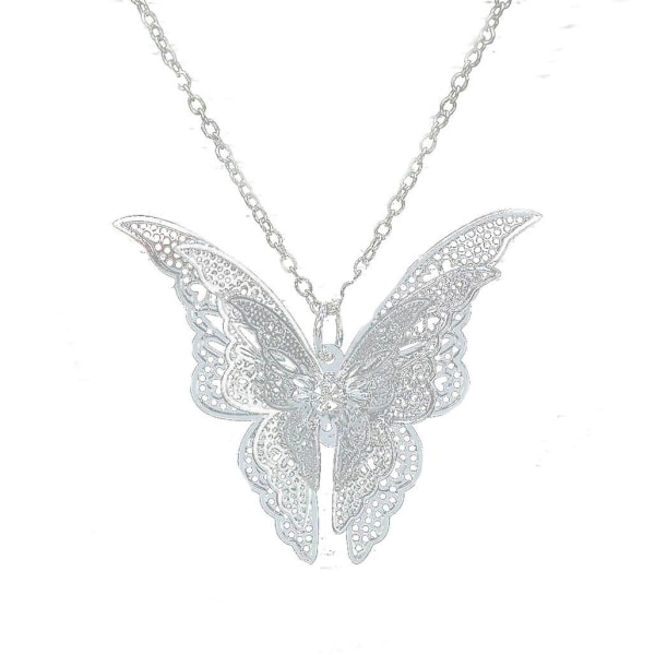 Kvinnor Lovely Butterfly hänge kedja halsband smycken Silver