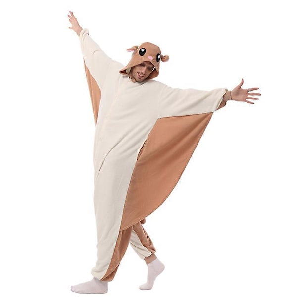 ELEIMOS Halloween Lentävä Orava Onesie Naisille Miehille Aikuisten Eläin Kigurumis Pyjamat Piirretty Pajama Kotiasu Cosplay Puku Korkea Laatu M Fit 158-168cm