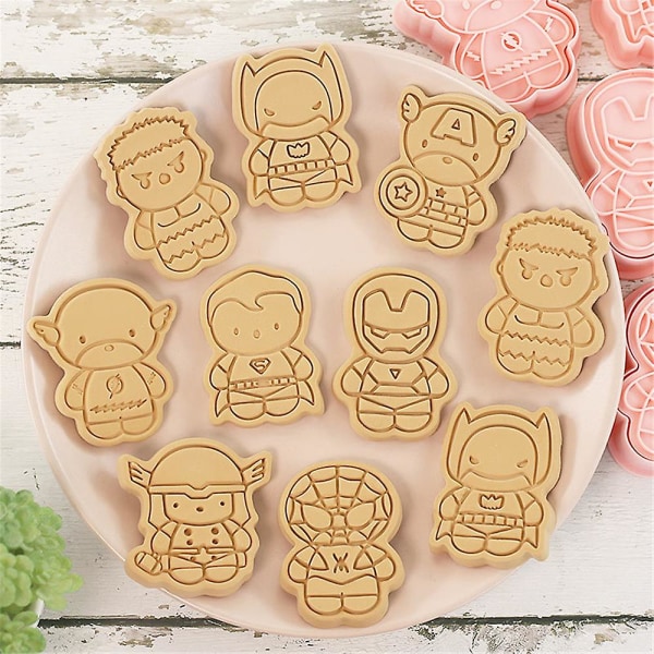 8 stk Marvel The Avengers Cookie Cutters Superhelte Tegnefilm Kikseform Kage Fondant Bagning Diy Dessert Form Værktøj